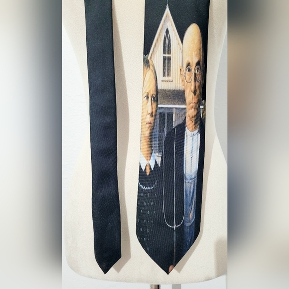 Vintage Ralph Marlin “American Gothic” Art Neck Tie 1994 Made in USA - Picture 2 of 5